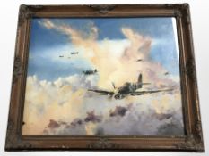 Jim Bailey : Spitfires in flight, oil on canvas, 39 cm x 48 cm,