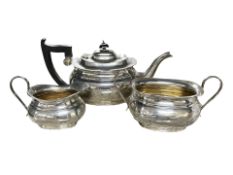 A George V silver three-piece tea service, Viner's Ltd, Sheffield 1931,