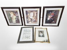 Five various colour prints still life after J. N.