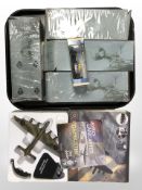 Five Atlas Editions military scale models in boxes, and a further Atlas Renault F1 car.