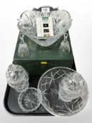 An Irish Heritage crystal fruit bowl, in box, two Wedgwood crystal table bells,