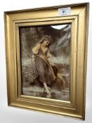 A Victorian crystoleum, Nature's Mirror, 25 cm x 18 cm, framed.