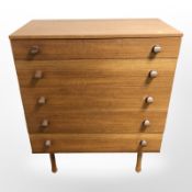 An Avalon teak five drawer chest,