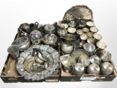 A quantity of silver-plated goblets, cocktail shaker, tea wares, salver, etc.