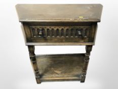 An oak single door side table, 82 cm wide,