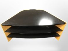 A contemporary oak veneered glass tv stand,