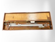 A large boxed Negretti and Zambra atmospheric barometer pressure in inches of mercury