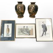 A Vanity Fair lithograph 'Babble, Birth & Brummagem', 18.5cm by 30.