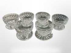 A set of six crystal grapefruit dishes.