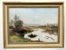 Twentieth century School : Marshland, oil on canvas,