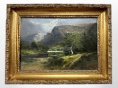 Frank Thomas Carter (British, 1853 - 1934) : Valley landscape, oil on canvas, 24 cm x 17 cm.