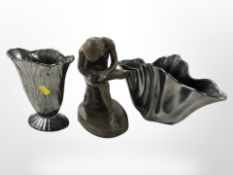 A painted plaster figure of a seated nude, height 22cm,