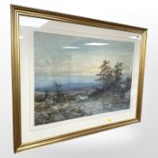 Rubens A J N Southey (British, 1881-1933) : Dartmoor Landscape with Shepherd and Sheep, watercolour,