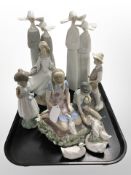 Six Lladró figures and figure groups (all as found).