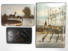 Two Russian lacquered trinket boxes marked made in USSR, largest 13.