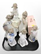 Five Nao figures of girls, tallest 29cm, two boxed.