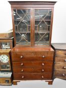 A Victorian mahogany and satin wood secretaire bookcase,