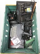 An Atari video computer system, a DK-tronics Spectrum keyboard with instructions,