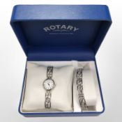 A lady's silver Rotary quartz wristwatch, and accompanying spare bracelet, case 20mm.