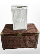 An Oriental wicker blanket box, width 90 cm,