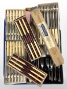 Several boxed sets of stainless steel and EPNS cutlery.