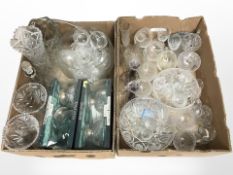 A quantity of crystal drinking glasses, fruit bowls, vases, etc.