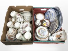 Assorted tea and dinner wares including 19th-century blue and white meat plates,