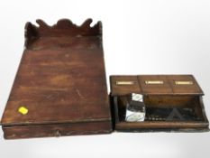 A Victorian mahogany writing slope and a further stained pine desk stand.