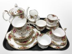 22 pieces of Royal Albert Old Country Roses tea china.