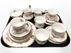 21 pieces of Paragon Victoriana Rose tea china.