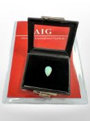 A natural white opal, with play of colour, cabochon cut, 16.12mm x 10.78mm x 4.63mm, weight 3.