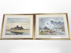 William Fergie (British, 1893-1971) Bamburgh Castle, watercolour,