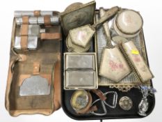 A group of dressing table brushes and pots, gent's shaving set, etc.