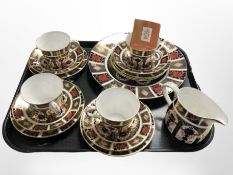 16 pieces of Royal Crown Derby Old Imari tea china.