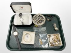 A 9ct yellow gold locket, together with two 9ct yellow gold chains, a 9ct gold-plated bangle,