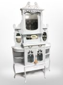 A painted Victorian mirror backed display cabinet,