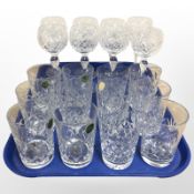 A set of eight crystal wine glasses, height 17cm, and a set of 12 Scottish crystal tumblers.