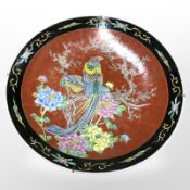 A 20th-century Japanese export porcelain charger depicting exotic birds perched on a branch,