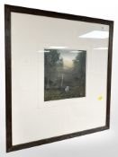 Michael Moss (British, Contemporary) : Tethered Goat, watercolour, signed, 23 cm x 21 cm, framed.