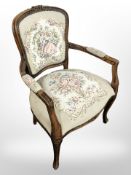 A Continental carved beech salon armchair