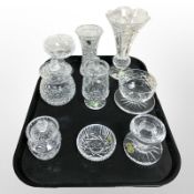 A group of Waterford Crystal to include two vases, lidded preserve pots, grapefruit dish, etc.