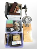 Miscellaneous items to include contemporary crystal lustre table lamp, reproduction wall clock,