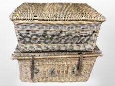 Two large wicker hampers,