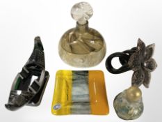 A Martin & Yeats glass scent bottle, further Isle of Wight miniature scent bottle,