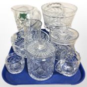 An Irish Heritage crystal jug, and other similar items including pedestal bowl, lidded biscuit jars,