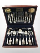 A Viners silver-plated part cutlery service in canteen.