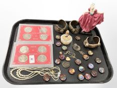 A Royal Doulton figure 'Delight' HN 1712, together with two Crowns of Great Britain sets,