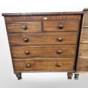 A Victorian mahogany five drawer chest,