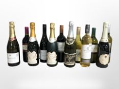 16 various bottles of alcohol, including Bell's Whiskey, Gordon's Gin, Merlot, Prosecco, etc.