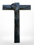 A French Art Deco bronze crucifix, impressed signature Hartmann to right side, length 26cm.
